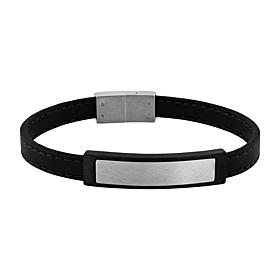 Men's Two-tone Stainless Steel Faux Leather ID Bracelet