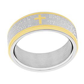 Men's Two-Tone Stainless Steel Lord's Prayer 8mm Band Ring