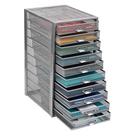 Mind Reader 10-Drawer Mesh Metal Storage Cabinet