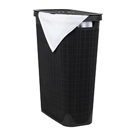 Mind Reader 40L Laundry Hamper with Lid Linen Design Black