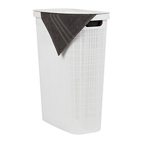 Mind Reader 40L Laundry Hamper with Lid Linen Design Black