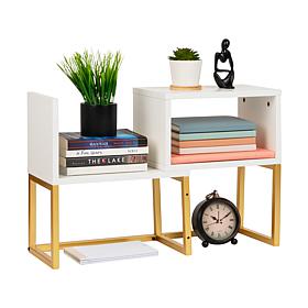 Mind Reader 5 Compartment Desktop Bookshelf Organizer White