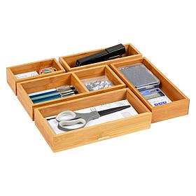Mind Reader 5-Piece Bamboo Drawer Organizer Set Brown
