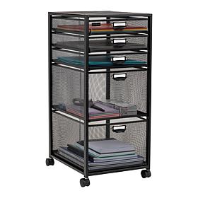 Mind Reader 5-Tiered Drawer Cabinet Rolling Mesh Office Cart 