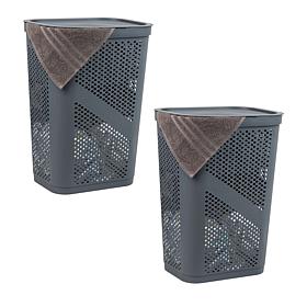 Mind Reader 60 Liter Laundry Hamper Set of 2 Black