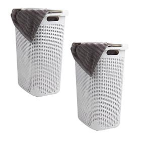 Mind Reader 60 Liter Slim Laundry Hamper Set of 2 Brown