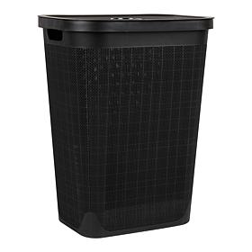 Mind Reader 60L Laundry Hamper Linen Design Black