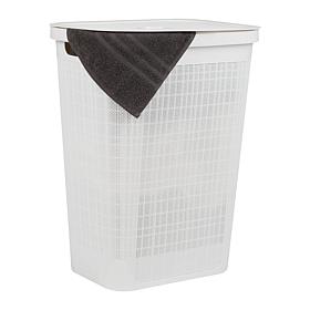 Mind Reader 60L Laundry Hamper Linen Design Black