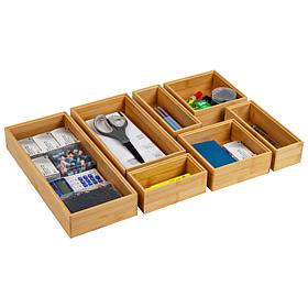Mind Reader 7 Piece Bamboo Drawer Organizer Set