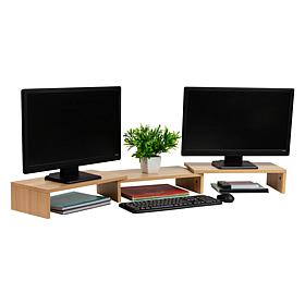 Mind Reader Adjustable 2-Tier Dual Monitor Riser Brown