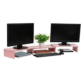 Mind Reader Adjustable 2-Tier Dual Monitor Riser Brown