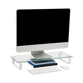 Mind Reader Clear Glass Desktop Monitor Stand Riser