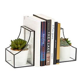 Mind Reader Decorative Bookends Books Magazines Metal Set of 2 Black