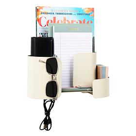 Mind Reader Hanging Organizer Adhesive Wall Mounted Shelf with Hooks