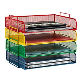 Mind Reader Metal Desktop Organizer Stackable Paper Tray 4 Piece