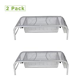Mind Reader Metal Mesh Monitor Stand and Desk Organizer 2-pack