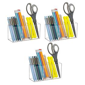 Mind Reader Pen and Accessories Holder Acrylic Set of 3 Clear