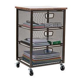 Mind Reader Rolling Storage Cart with 3 Drawers