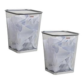 Mind Reader Square Mesh Trash Can Waste Paper Basket Set of 2