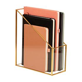 Mind Reader Vertical Glass File Holder with Copper Trim