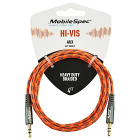 MobileSpec Hi-Vis 4ft Aux Cable, Orange