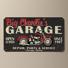 My Garage Personalized Tin Sign - Black