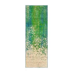 My Magic Carpet Hazel Chevron Teal Washable Runner Rug 2.5'x7'