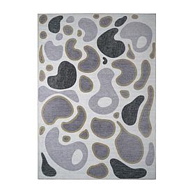 My Magic Carpet Kyoa Grey Olive Washable Area Rug 5'x7'