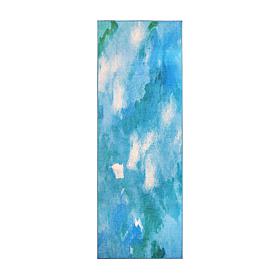 My Magic Carpet Watercolor Aqua Blue Washable Runner Rug 2.5'x7'