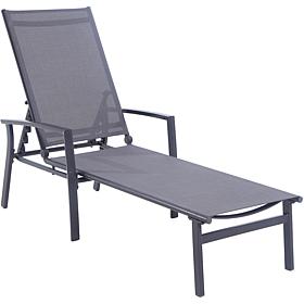Naples Adjustable Sling Chaise in Gray Sling and Gray Frame