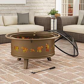Nature Spring 32" Round Outdoor Bear Fire Pit - Tan