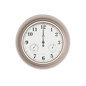 Nature Spring Silver Clock Thermometer Hygrometer - Silver