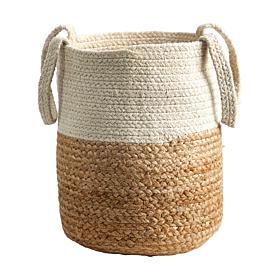 Nearly Natural 12.5 in. Handmade Natural Jute and Cotton Planter