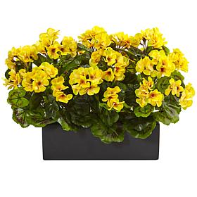 Nearly Natural 13" UV-Resistant Geranium in Planter Indoor/Outdoor
