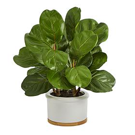 Nearly Natural 15” Artificial Fiddle Leaf Tree in White Planter