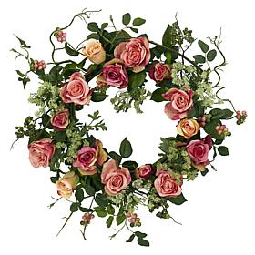 Nearly Natural 20" Rose Wreath