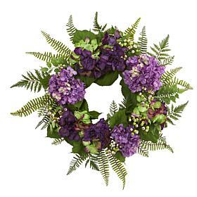 Nearly Natural 24" Hydrangea Berry Wreath