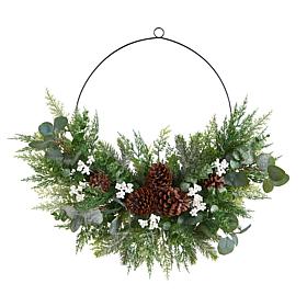 Nearly Natural 28” Christmas Pine, Eucalyptus, and Berries Wreath