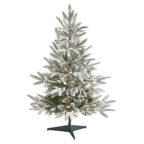Nearly Natural 3 Ft. Artificial Flocked Spruce Lit Christmas Tree