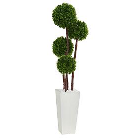 Nearly Natural 4 ft. UV Resistant Boxwood Topiary in Planter