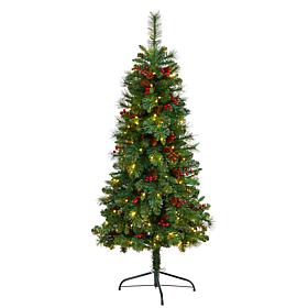 Nearly Natural 5’ Flat Back Mountain Pine  Christmas Tree
