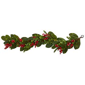 Nearly Natural 5-Ft. Magnolia Berry Pine Artificial Garland