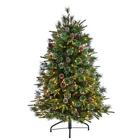 Nearly Natural 5’ Snowed Tipped Artificial Christmas Tree w 250 Lights