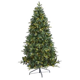 Nearly Natural 6’ Artificial Spruce Flat-Back Tree with 180 LED Lights