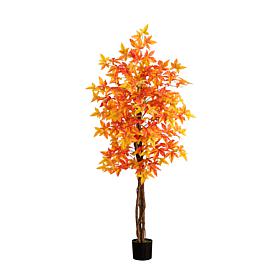 Nearly Natural 6’ Autumn Deluxe Maple Artificial Fall Tree
