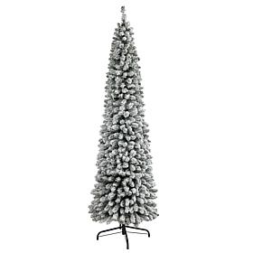 Nearly Natural 7 Ft. Flocked Pencil Artificial Christmas Tree