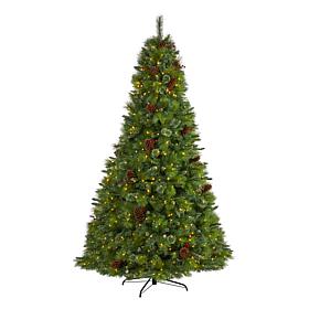 Nearly Natural 8' Pine Artificial Christmas Tree w/ Berries & 700 LEDs