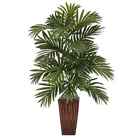 Nearly Natural Areca Palm Silk Plant with Bamboo Vase