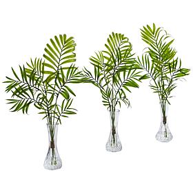 Nearly Natural Mini Palm Artificial Plant in Vase 3-Pack