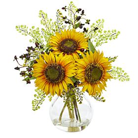 Nearly Natural Sunflower Artificial Arrangement in Vase